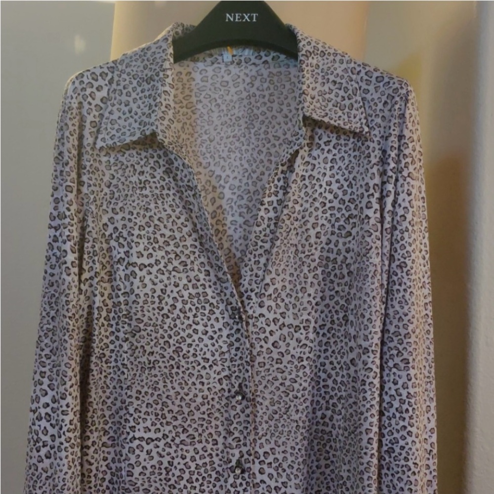 Next Women's Leopard Print Top - Gray